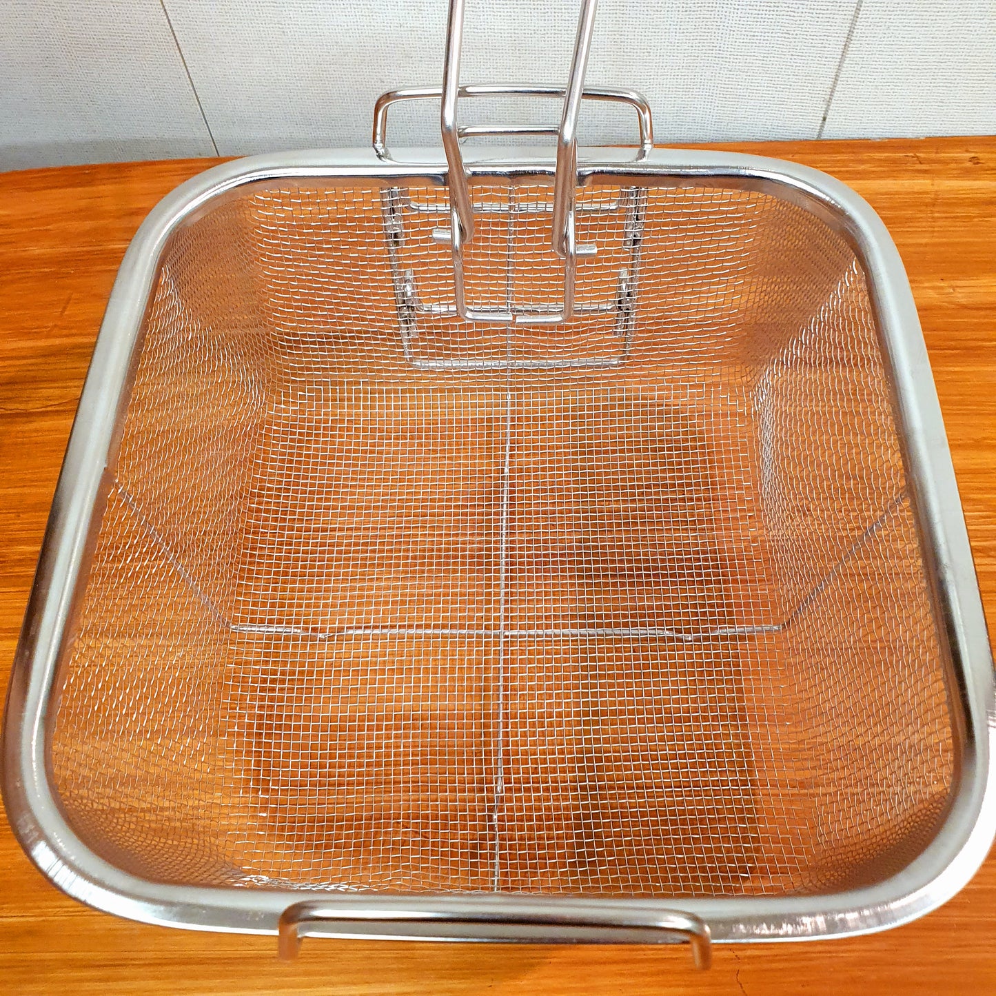 Non Stick Square Kitchen With Handle Oil Strainer Portable Stainless Steel Frying Basket