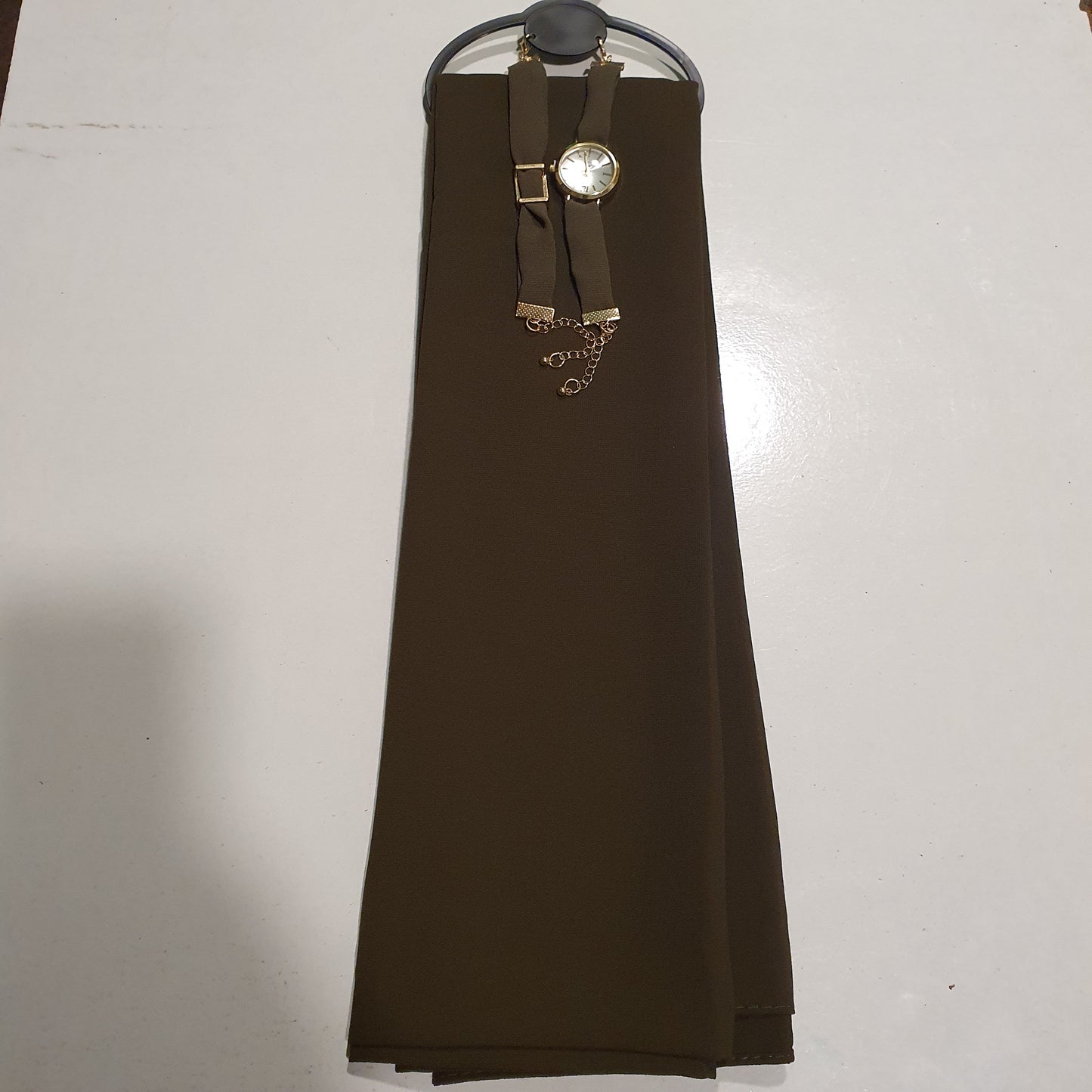 Ladies Arabic Style Islamic Scarf With Watch and Brooch