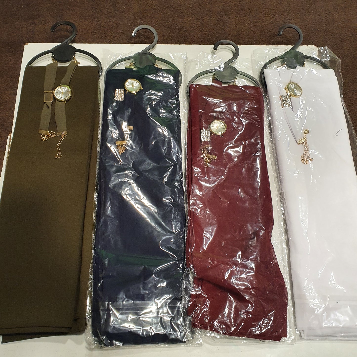 Ladies Arabic Style Islamic Scarf With Watch and Brooch