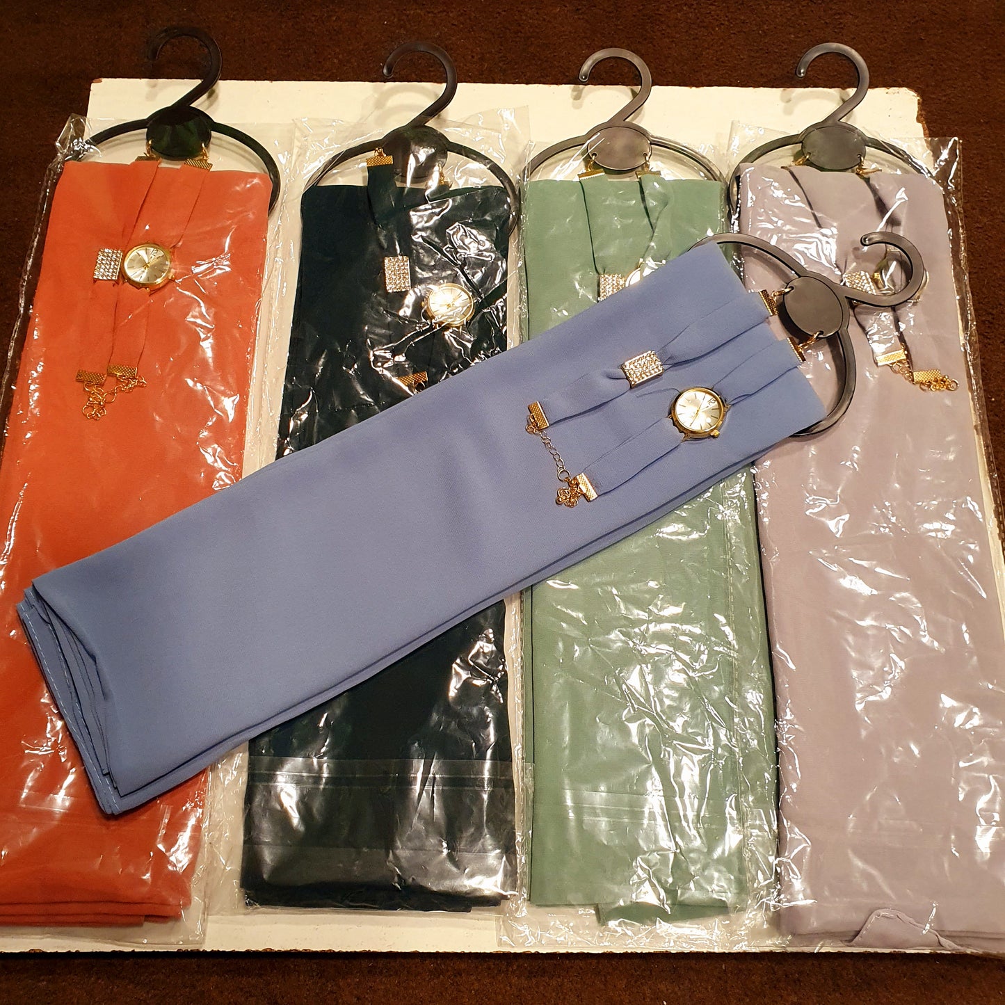 Ladies Arabic Style Islamic Scarf With Watch and Brooch