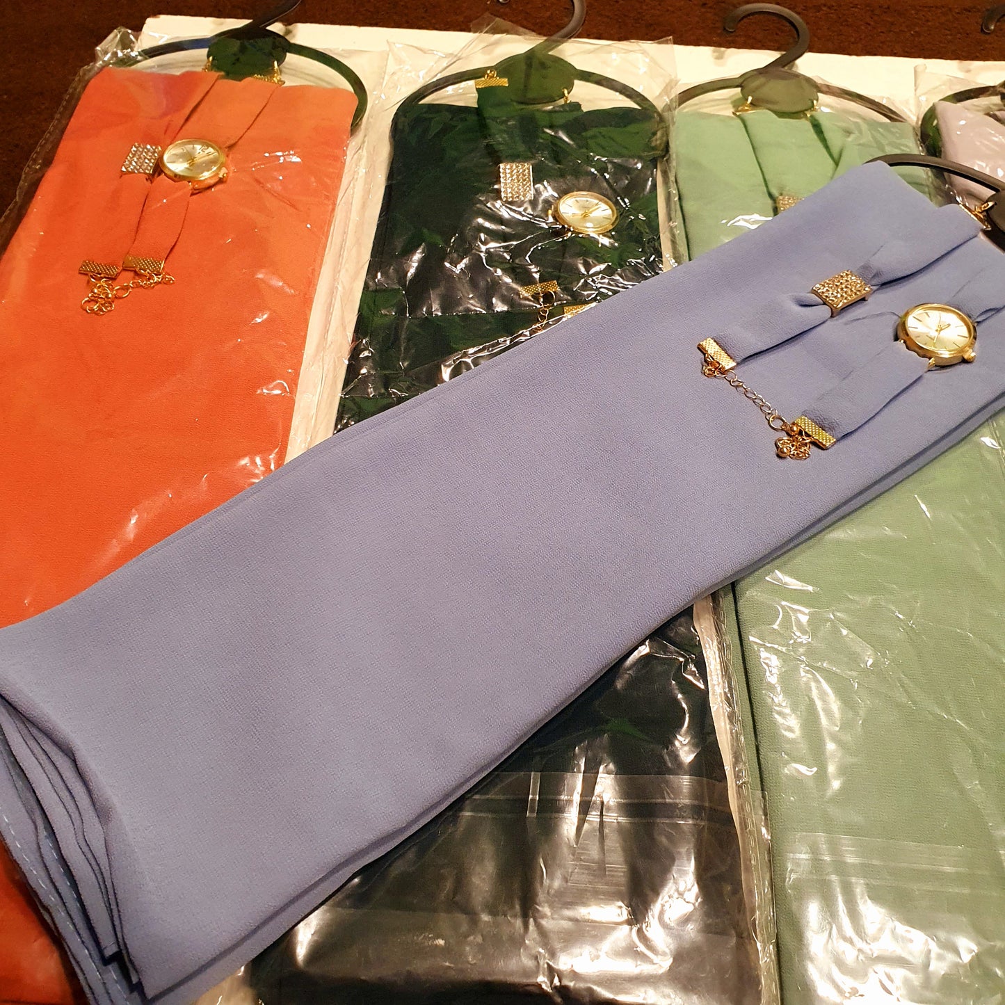 Ladies Arabic Style Islamic Scarf With Watch and Brooch