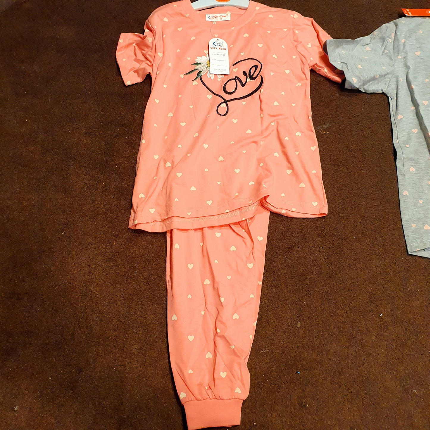 Pink Heart Pattern Night Suit