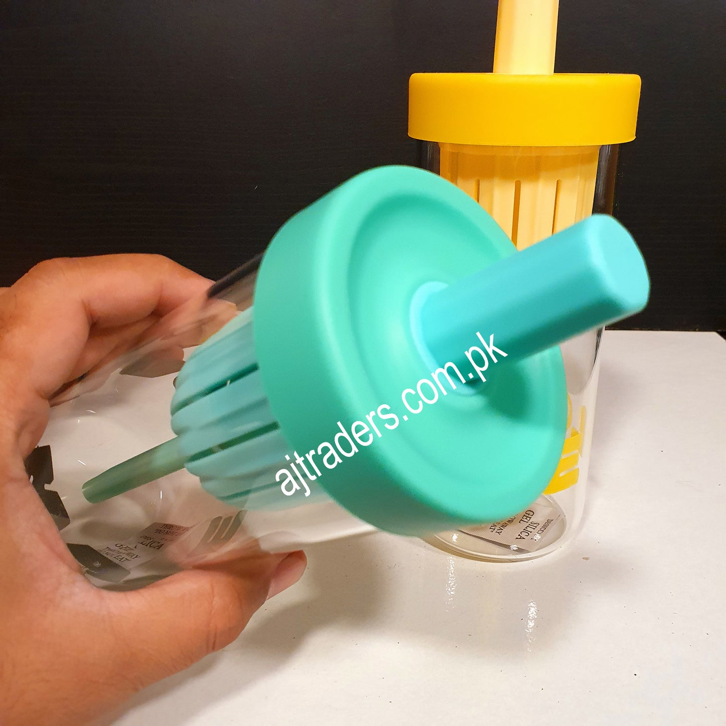 Glass Cup With Straw 12550