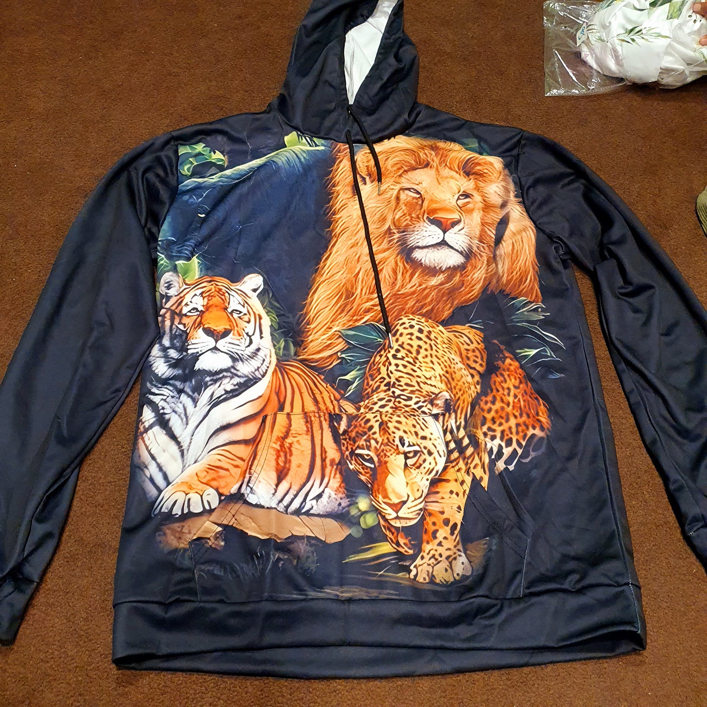 Blue Lion Print Hoodie Shirt