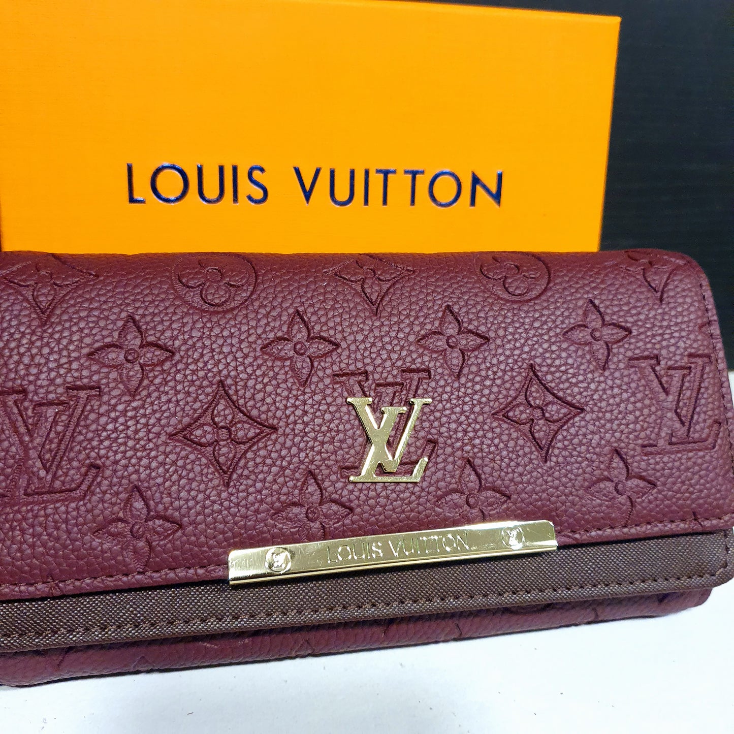 Lv Wallet Coffee Color Long Style Clutch