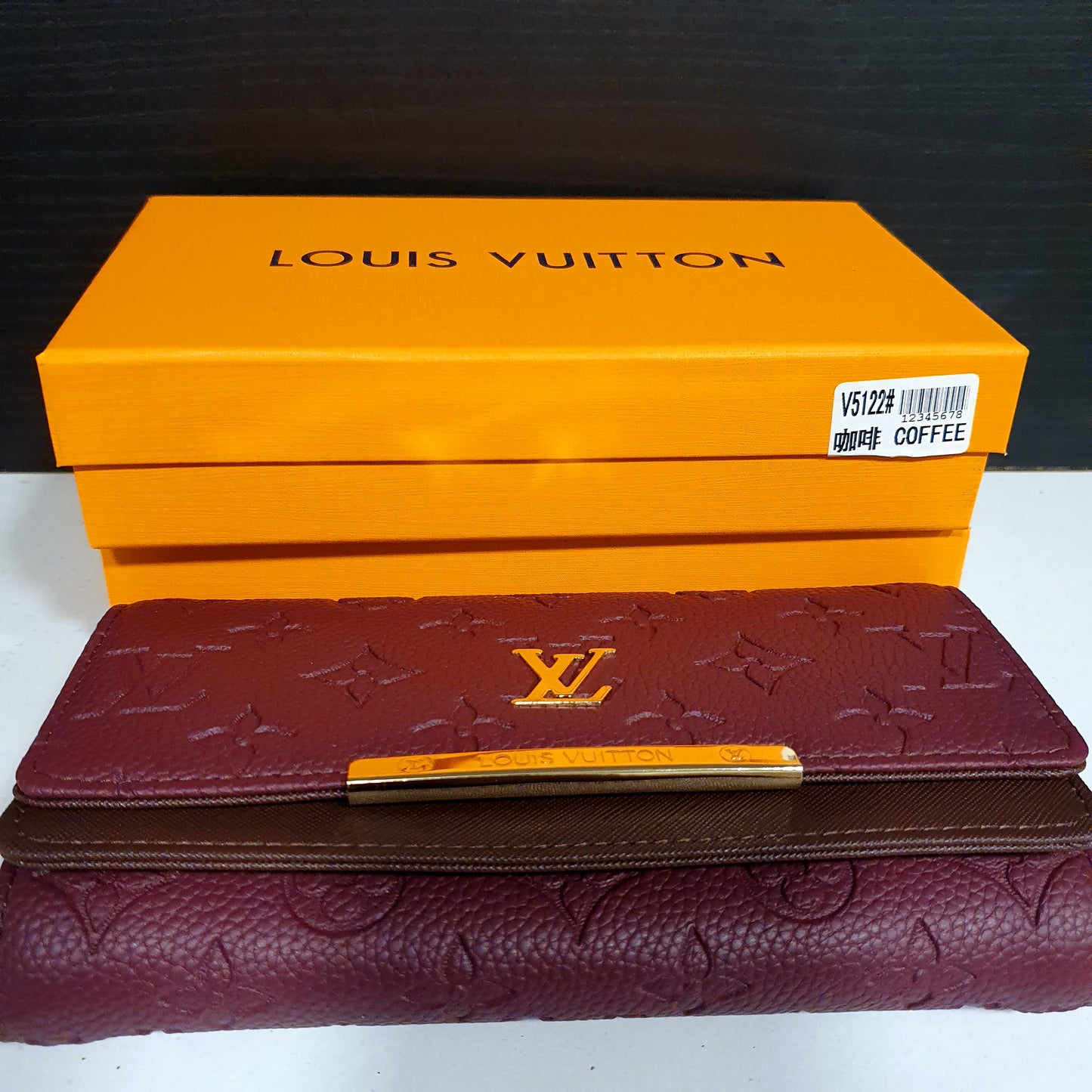Lv Wallet Coffee Color Long Style Clutch