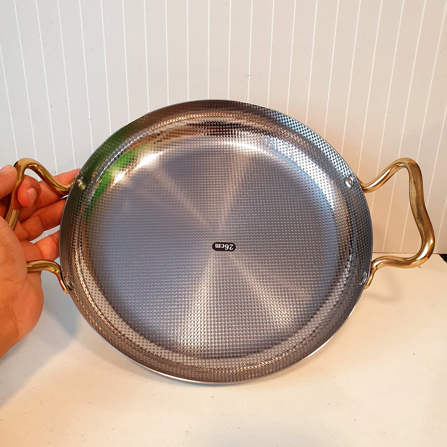 Karahi Stainless Steel with golden Handle 21880
