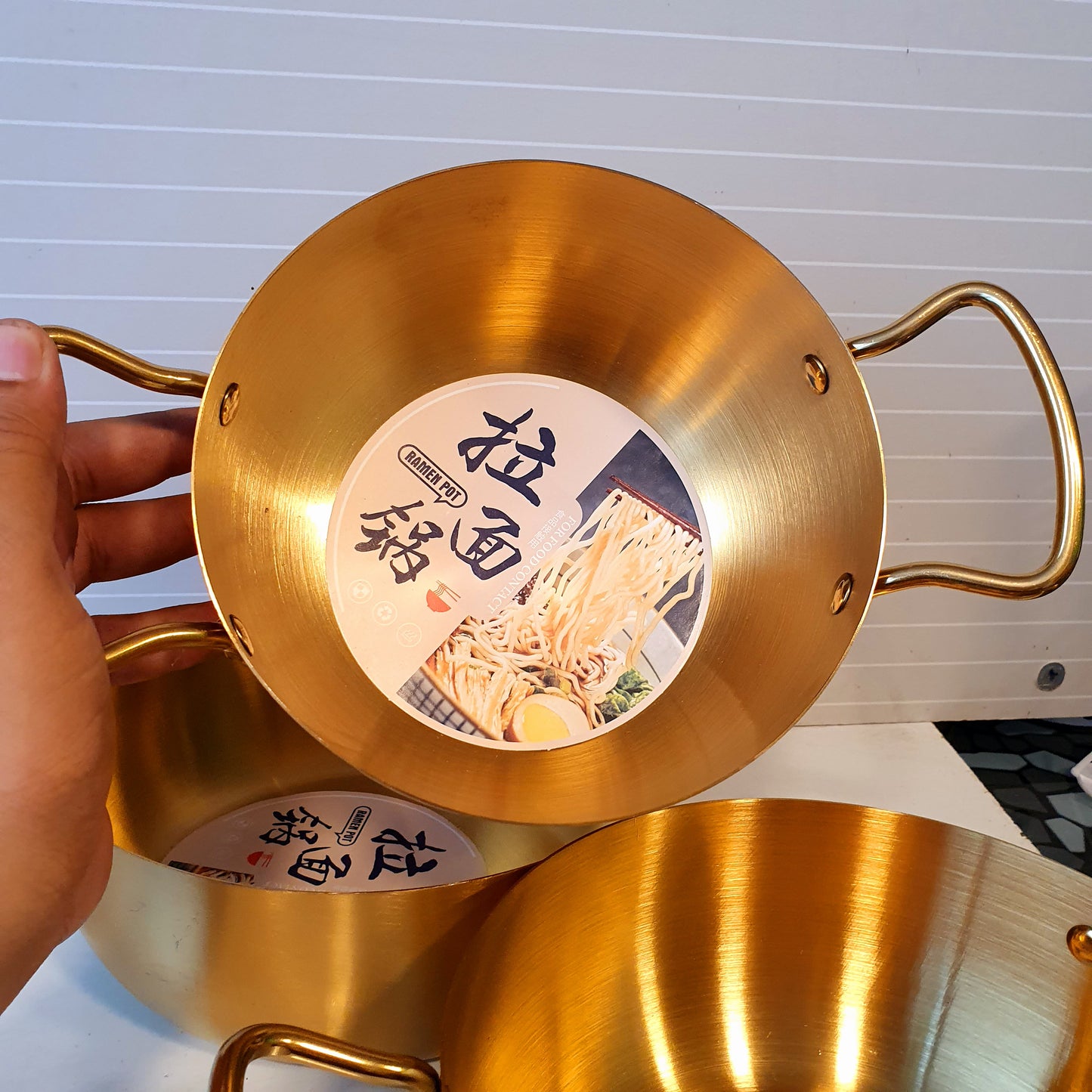 Stainless Steel Golden Korean Style Pot Double Handle 21550