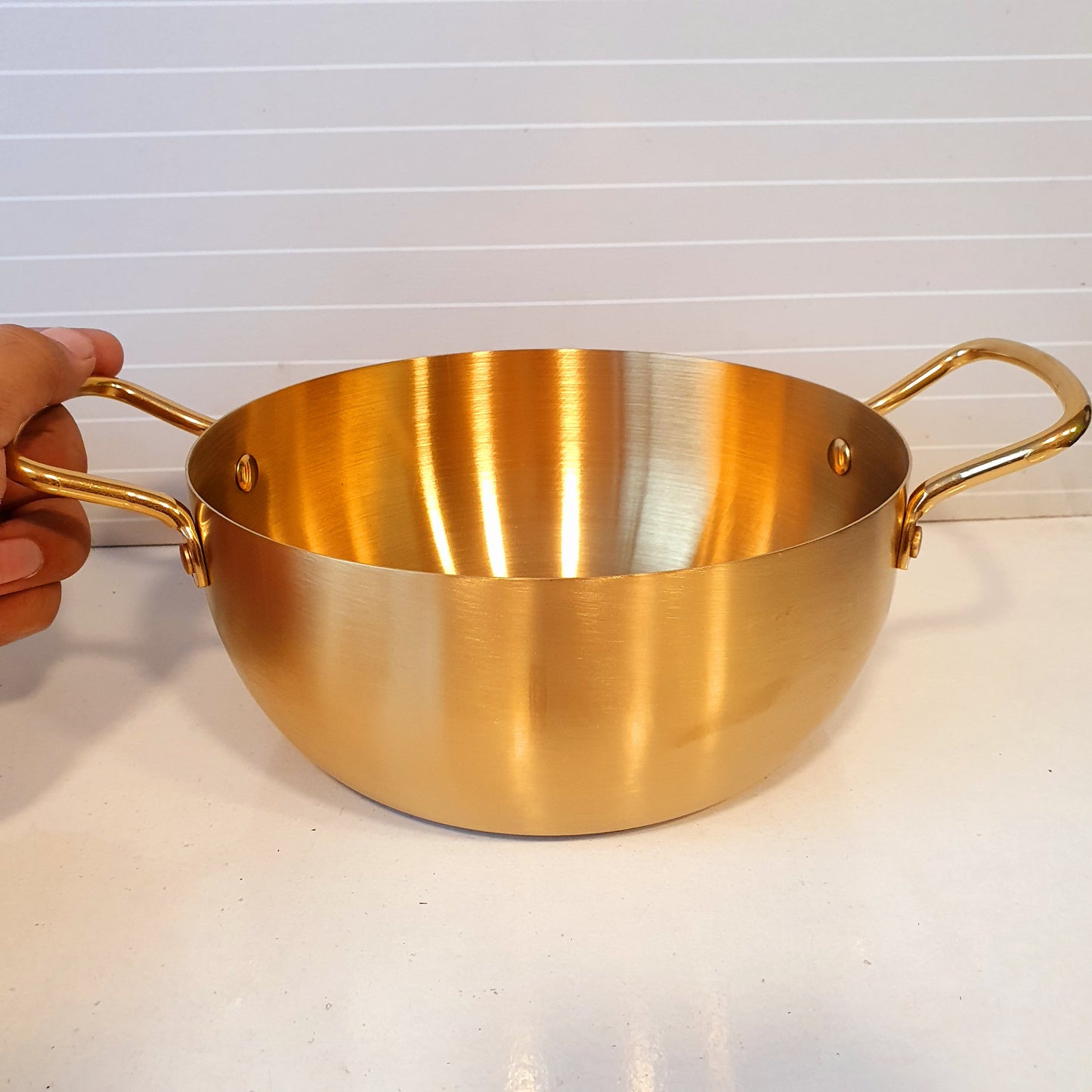 Stainless Steel Golden Korean Style Pot Double Handle 21550