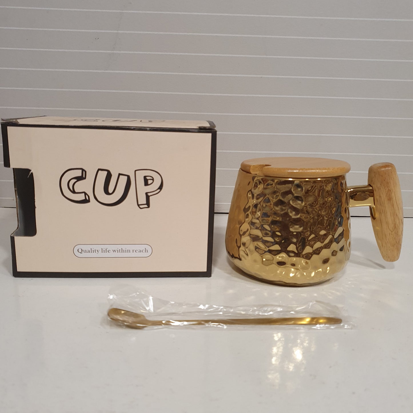 Hammered Cup with Spoon 61035