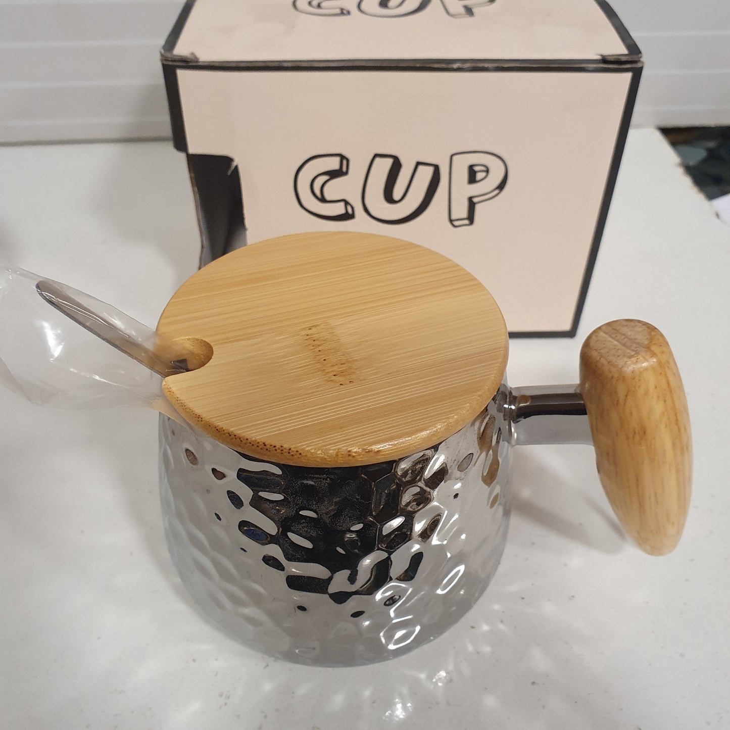 Hammered Cup with Spoon 61035