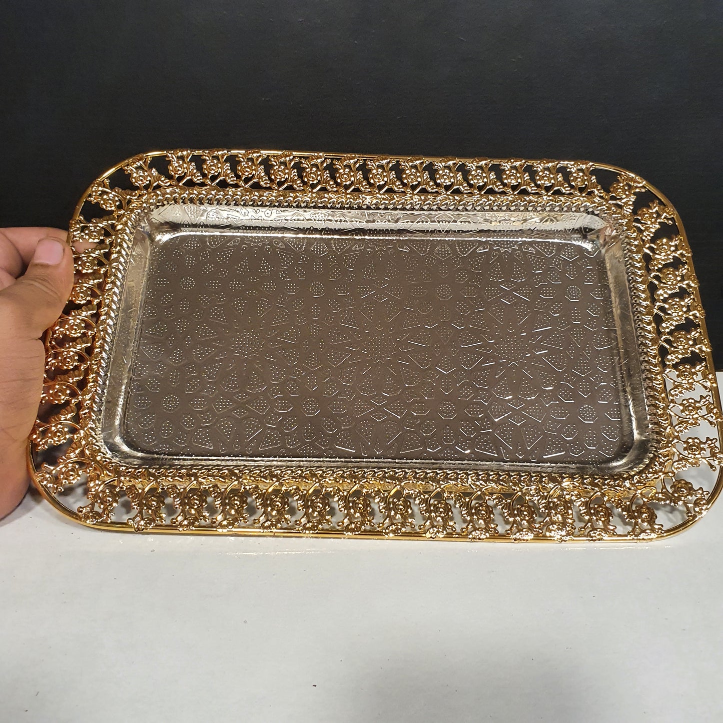 Silver Golden Serving Dish 21180