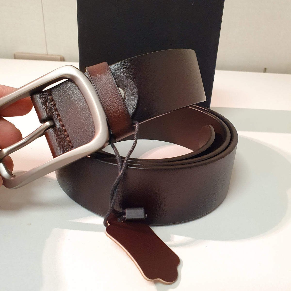 High quality leather Plain Tan Brown Black Belt 8670