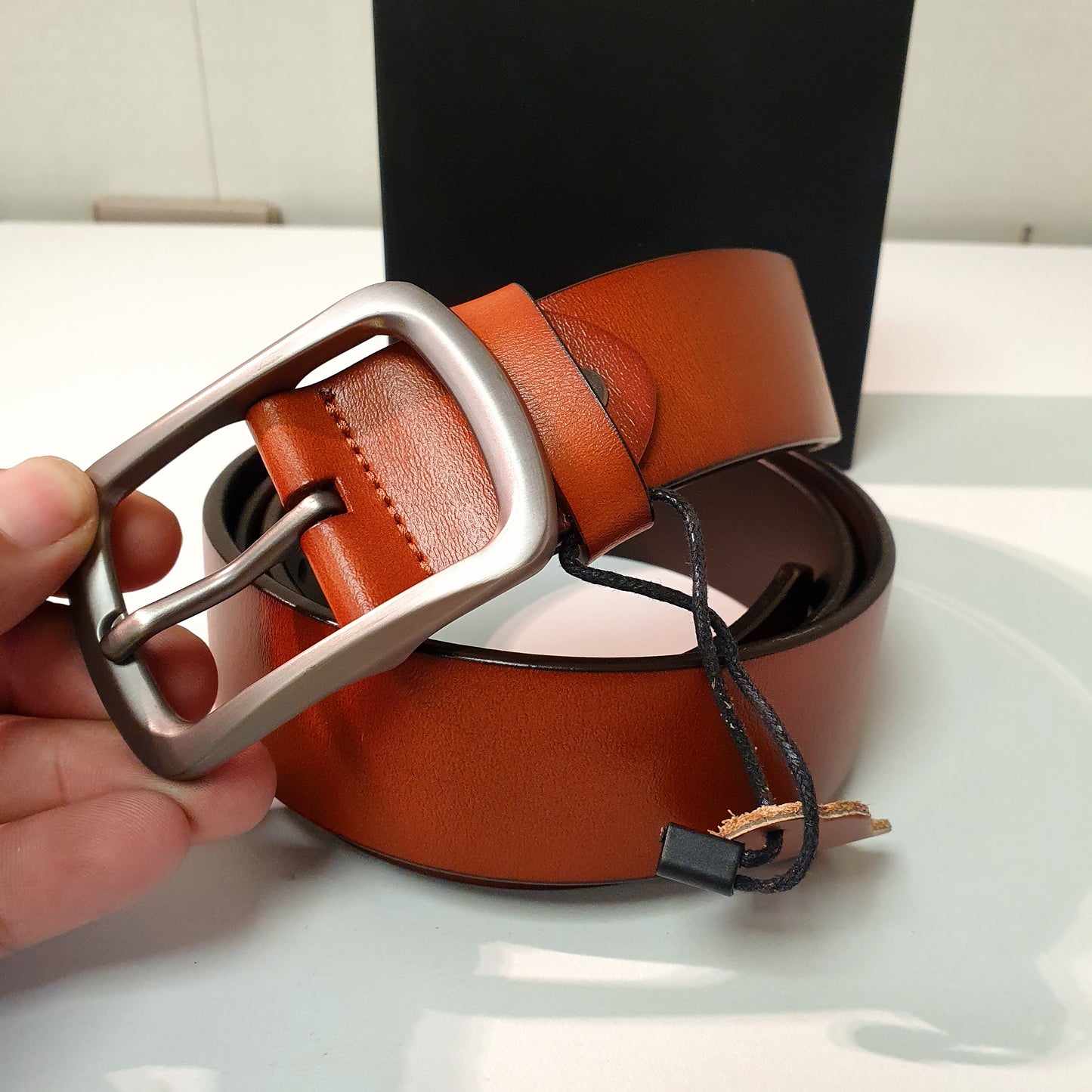 High quality leather Plain Tan Brown Black Belt 8670