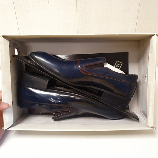 Hand Made Leather Shoes Blue By Sepals Turkey Art # 0020