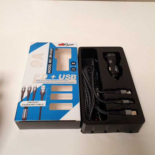 Pd + Usb Car Charger 3 in 1 TYPE C ANDROID AND IPHONE 9A