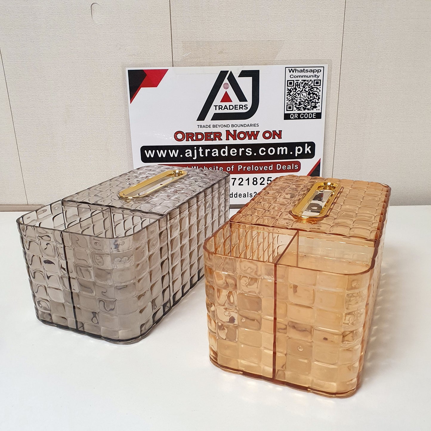 Office Desk Acrylic or Dinning Table Organizer with Tissue Box, 121150