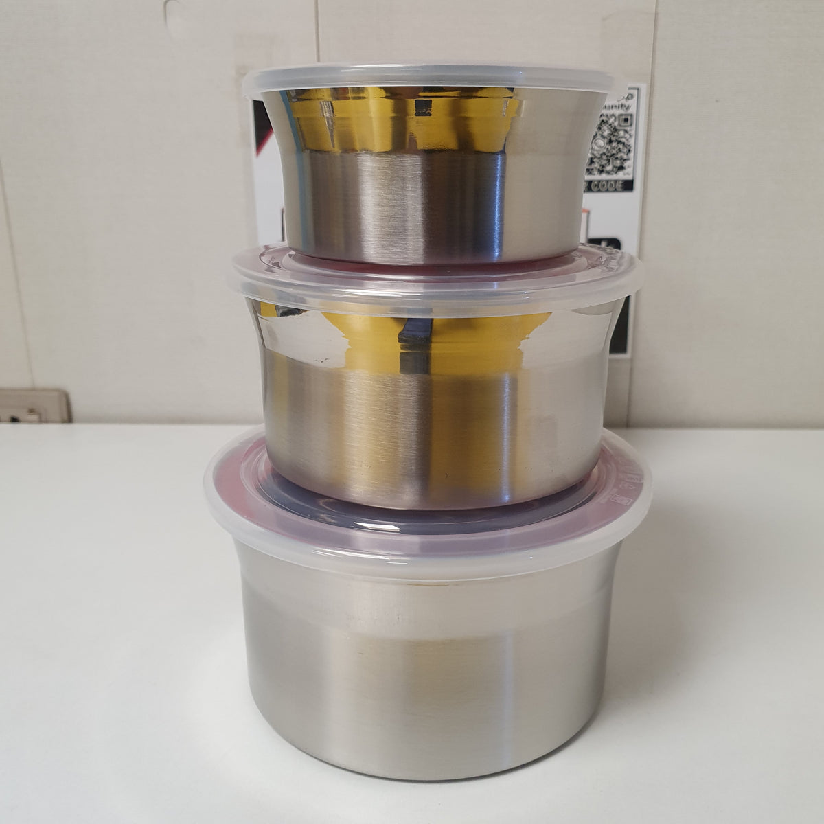 Stainless Steel ware 3 pcs Storage Box Vacuumed, 31830