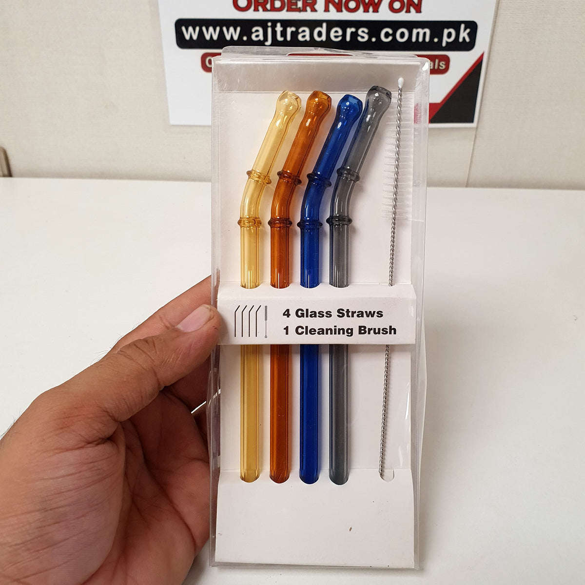 4 Glass Straws with Cleaning Brush, 21130
