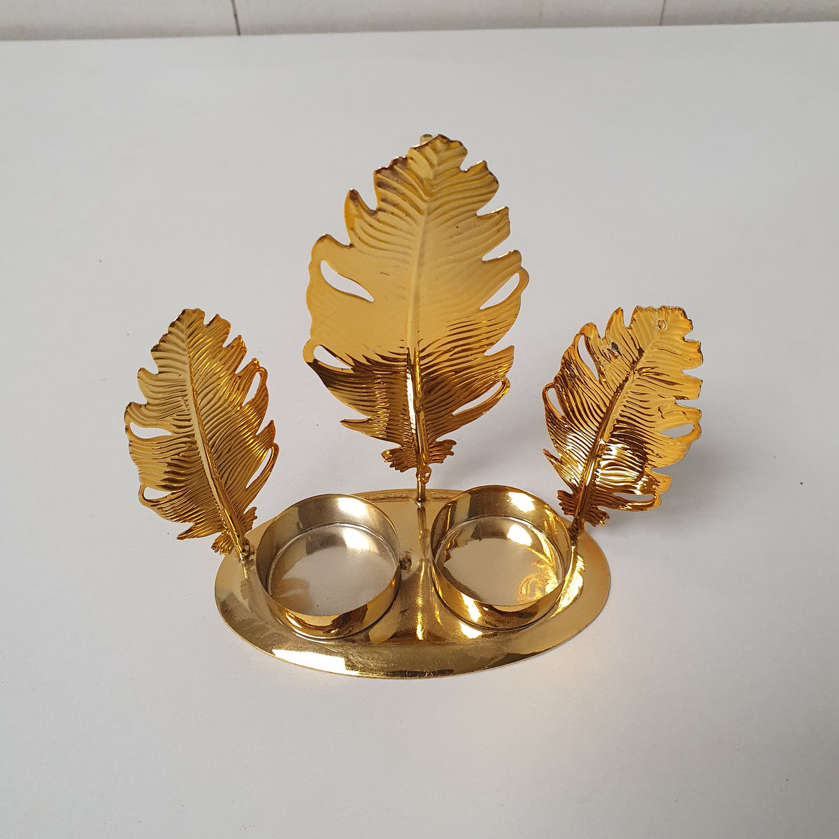 Golden Decoration Leave with 2 Small Bowls Decoration, 22175