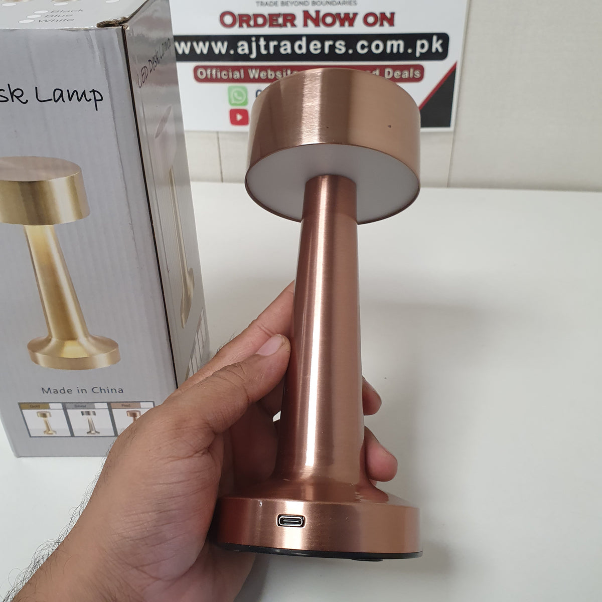 Side Lamp Rose Gold Round, 21780