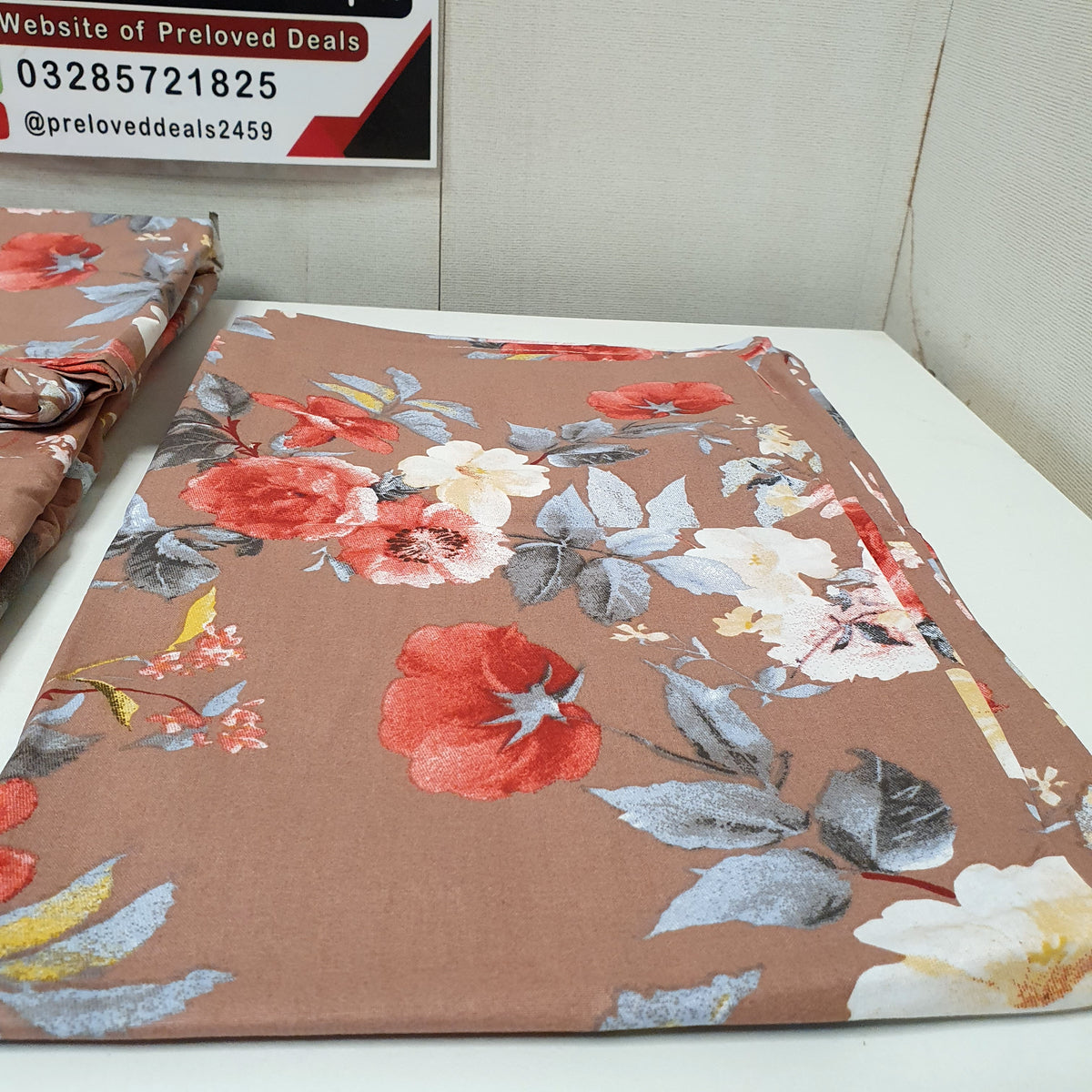 Brown Bed Sheet with Multi Flowers from Sapphire King Size, 52450