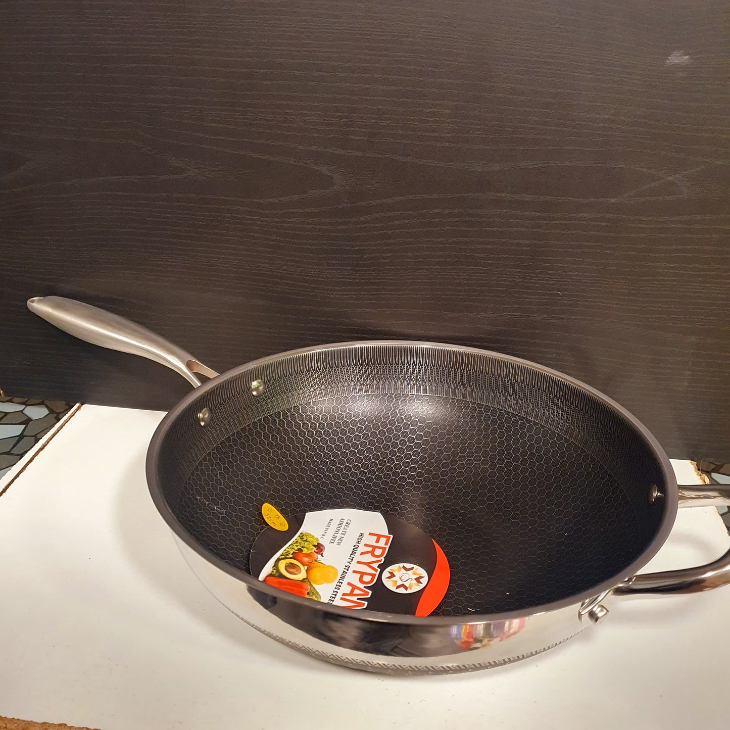 Honeycomb Pattern Frying Pan With Handle 4748