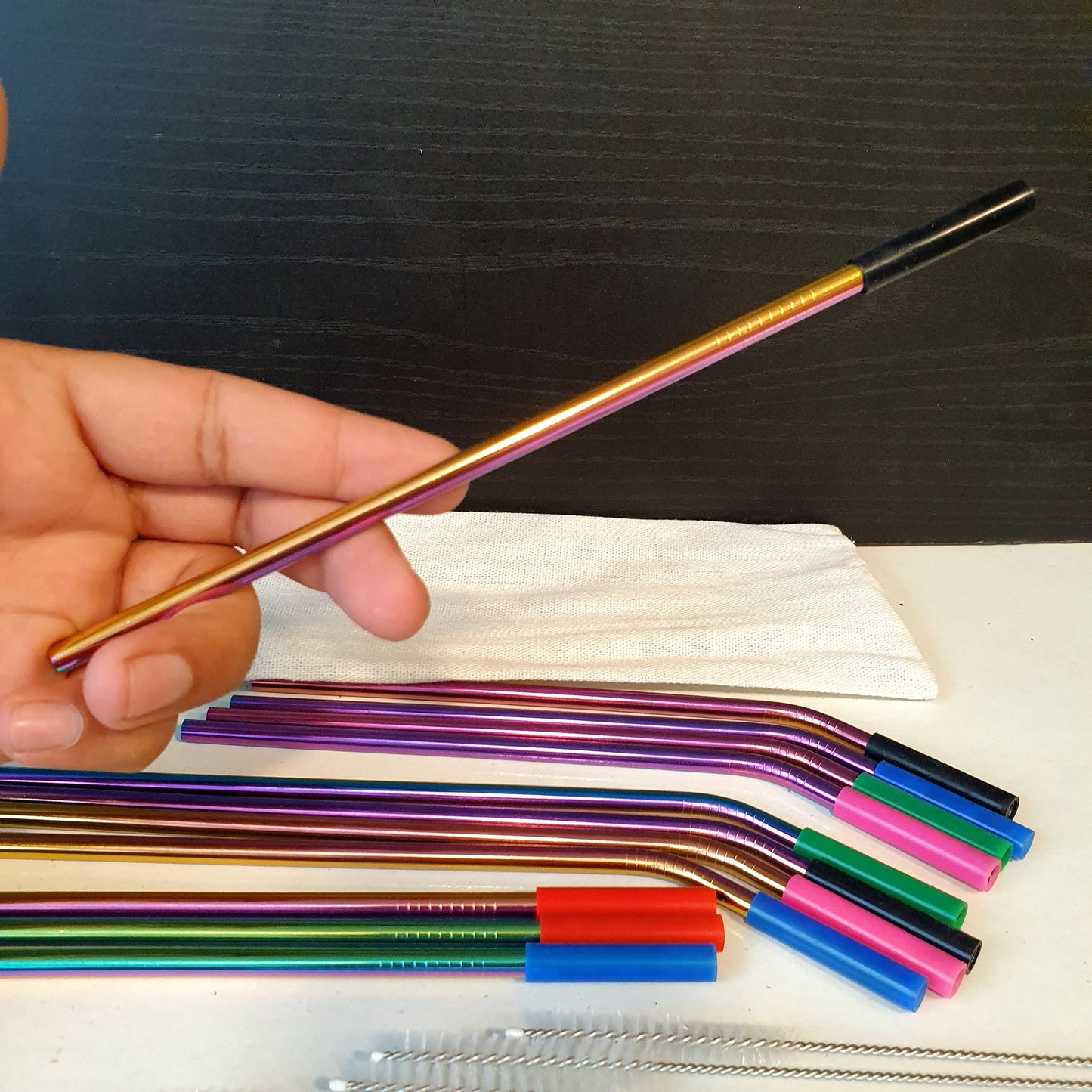 Multicolor Straw Stainless Steel with Cleaning Brush 21070