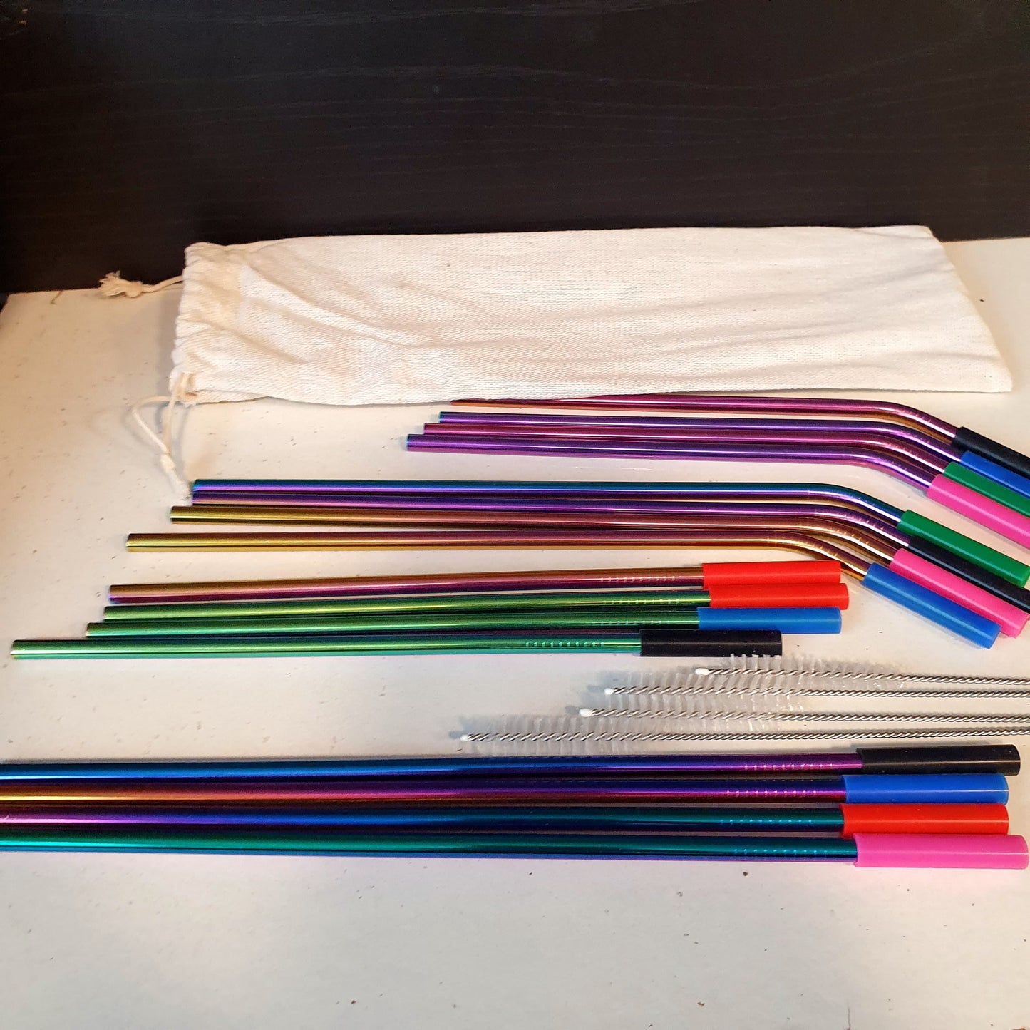 Multicolor Straw Stainless Steel with Cleaning Brush 21070