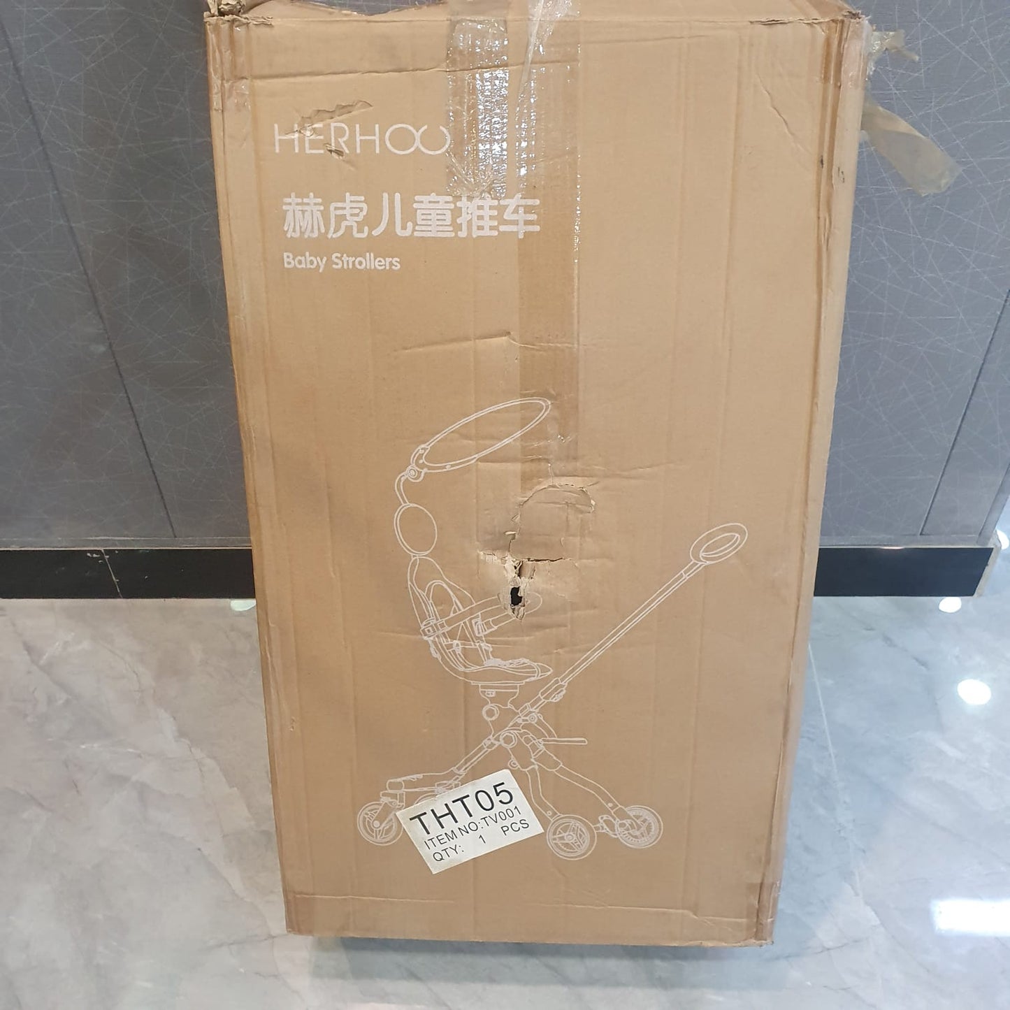 Baby Stroller, Foldable Four-Wheeled Child Stroller With Sun Shade