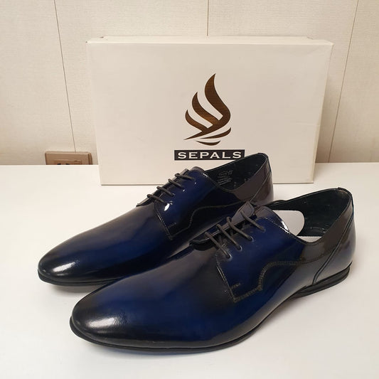 Executive Hand Made Leather Shoes by Sepals Turkey Art#0034 Blue Black