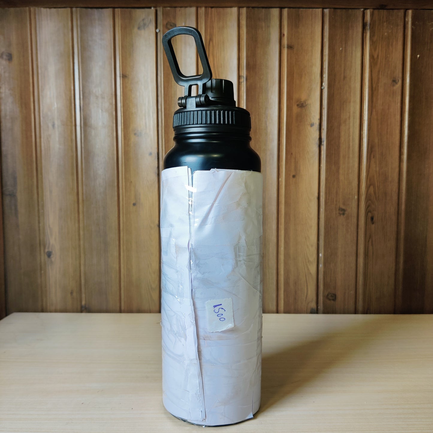 Matte Black Stainless Steel Insulated Sports Water Bottle with Handle