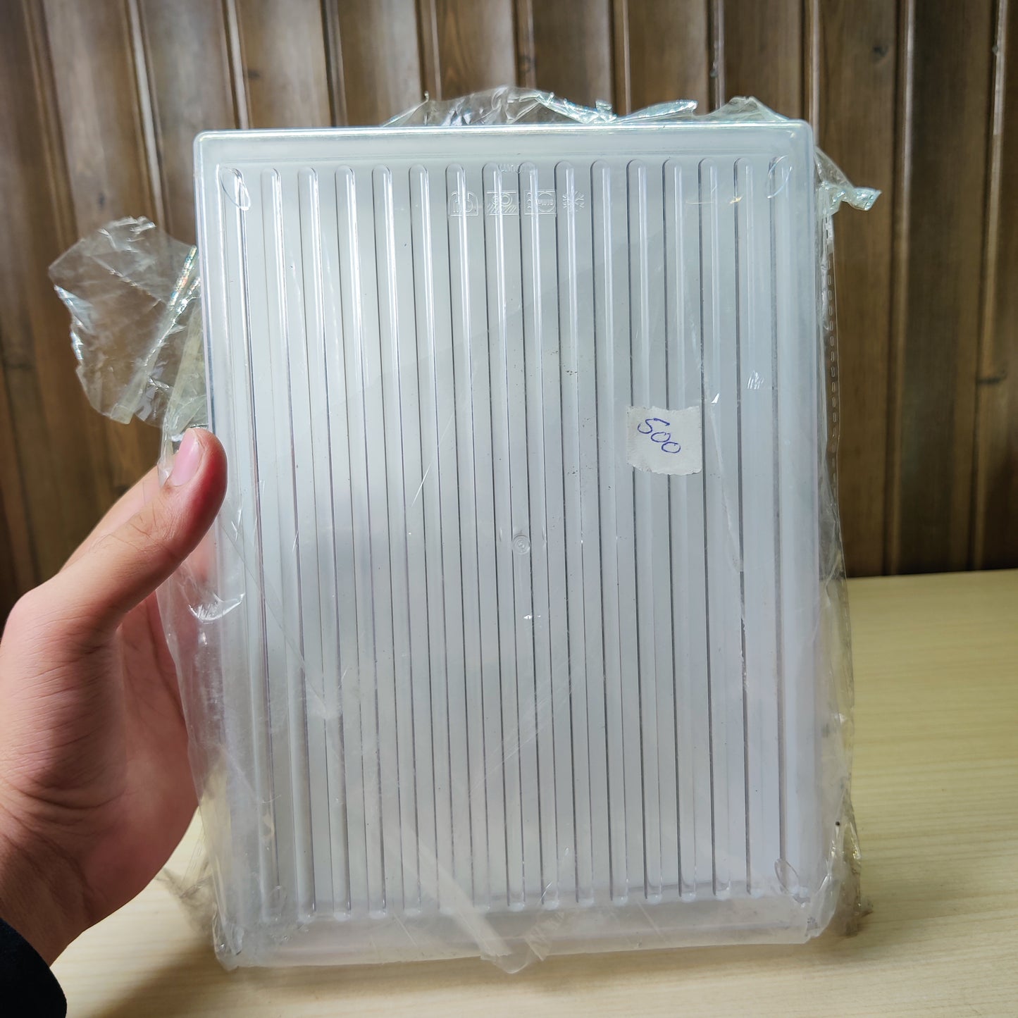White Plastic Rectangular Storage Tray & Lid