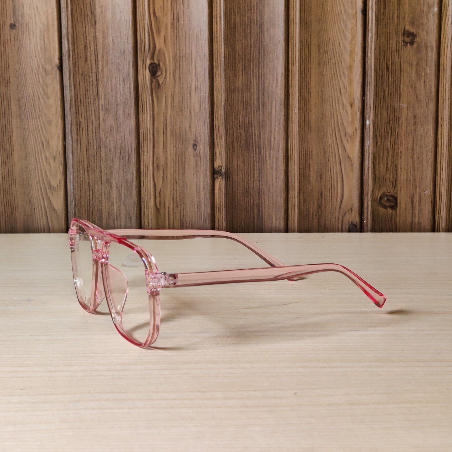 Transparent Pink Double Bridge Eyeglasses Frame