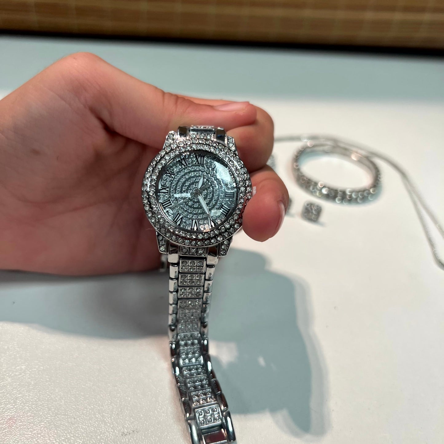 Watch Earring Necklace ring and Bracelet Set
