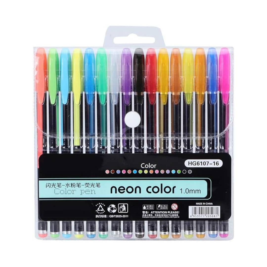 TUZOO 12-Piece Neon Color Gel Pen Set 1.0mm
