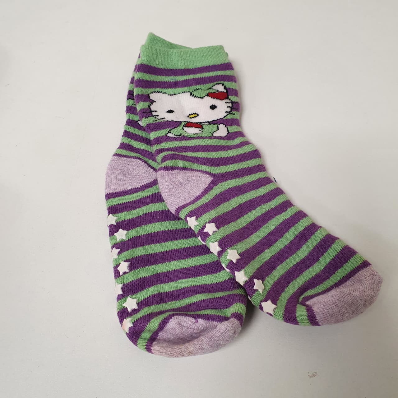 Puprple Green Lines Kids Socks 5 to 10 yrs , Pack of 2 Pairs