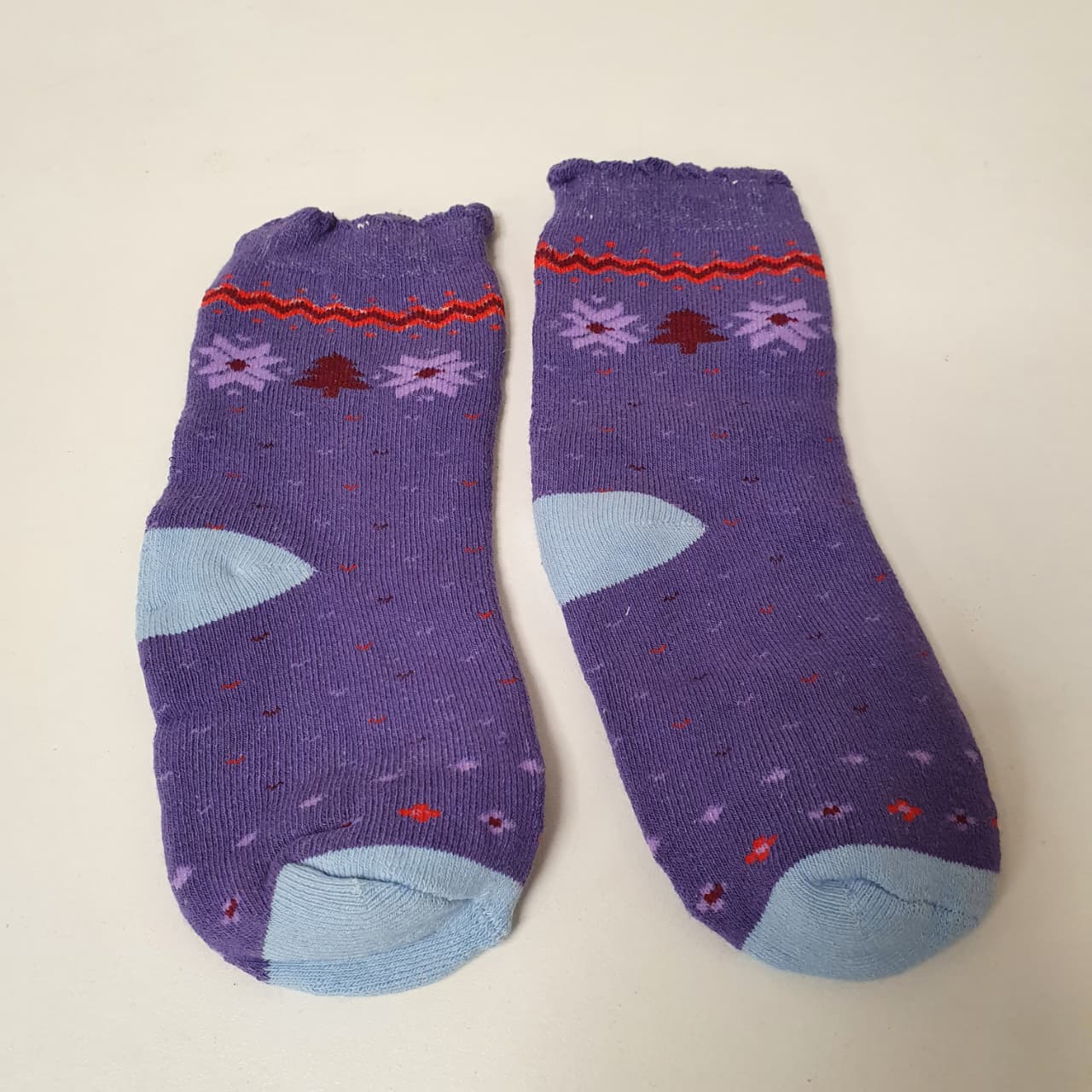 Girls socks Purple Blue 5 to 8 yrs, Pack of 2 Pairs