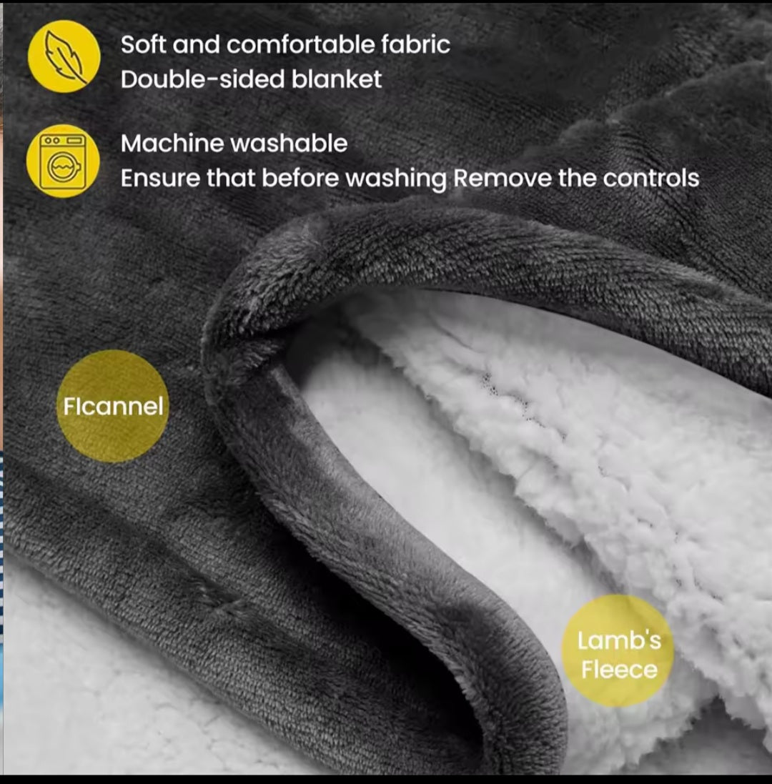 Electric Heating Blanket Fast Heating Flannel Blankets Temperature Adjustable Washable