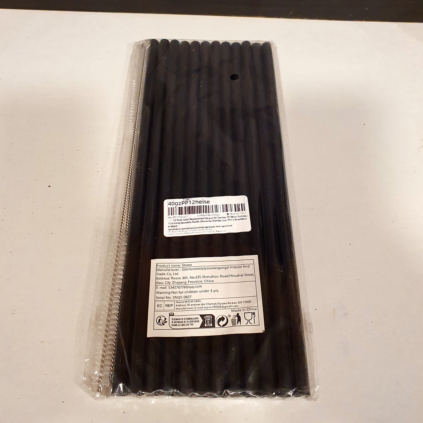 Long Reusable Straws pack of 12 with cleaning brush