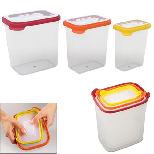 3 PCs Plastic Airtight Boxes 1 Litre to 3.2 Litre