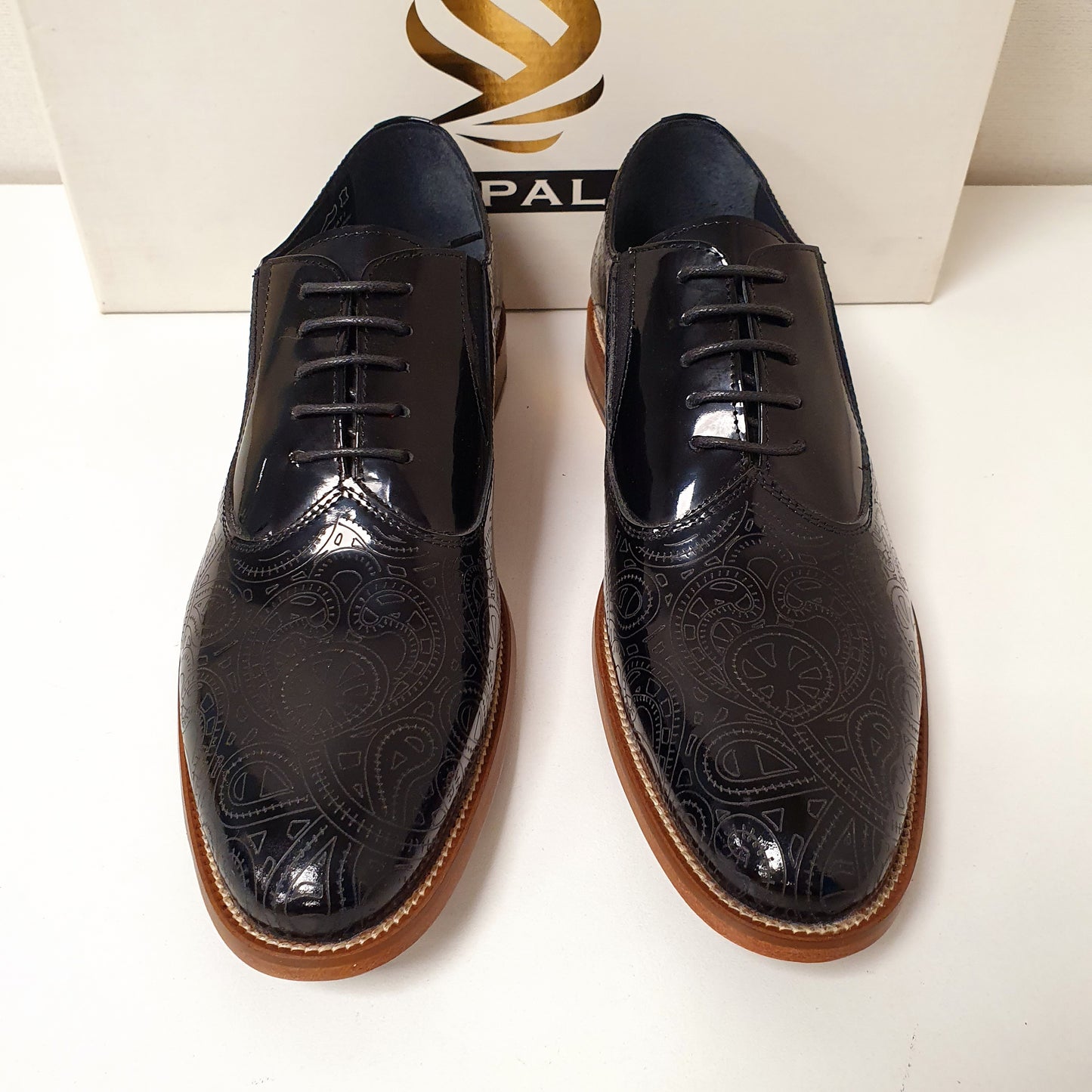 Vintage Motif Style Black Leather Hand Made Shoes Art # 75, 12950