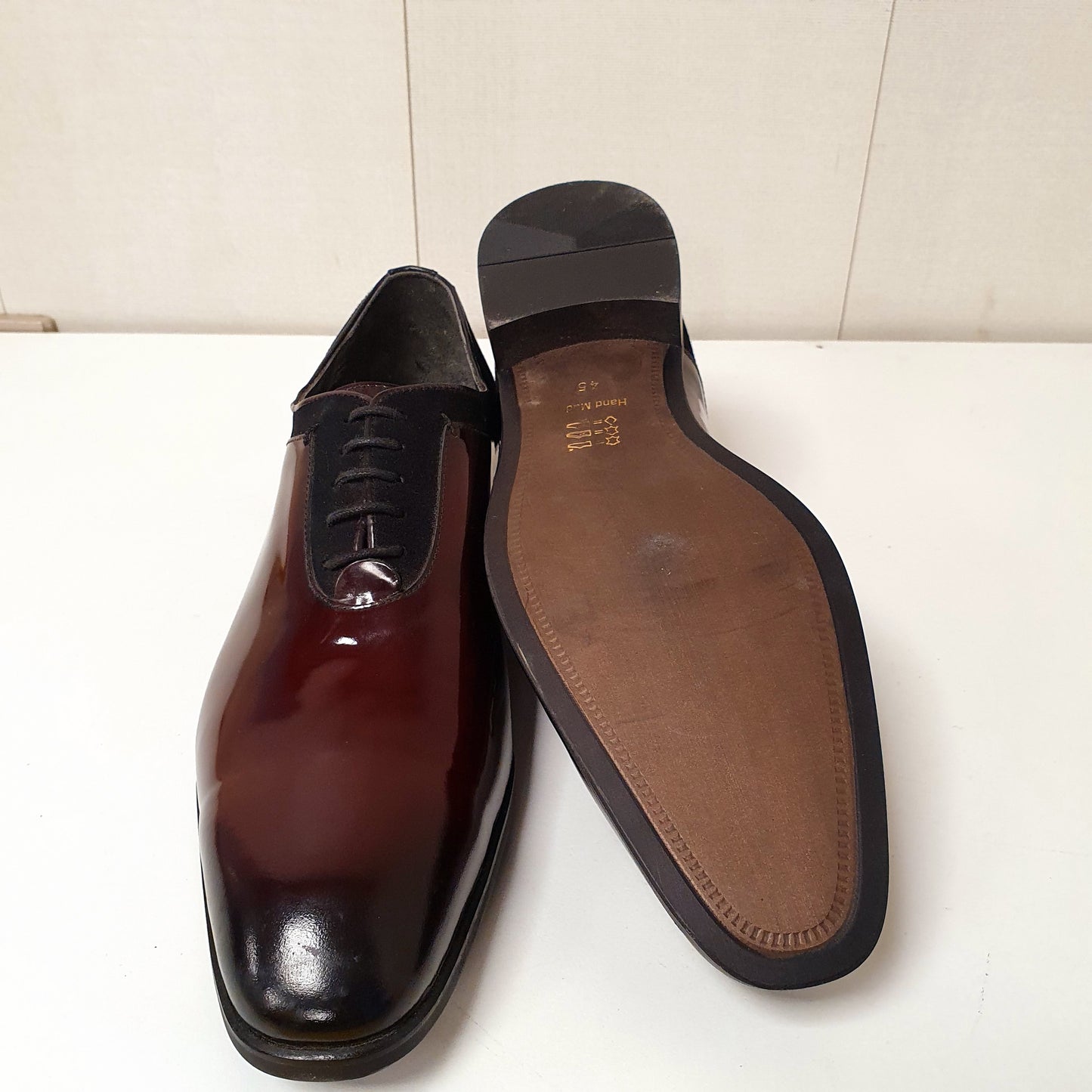 Hand Made Shoes Leather Maroon Black Back Art # 83 , 12950