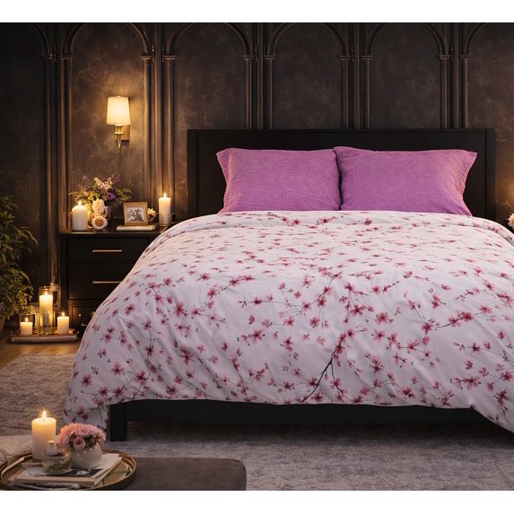 Etavonni Home Bedsheet White Pink Flowers, 4