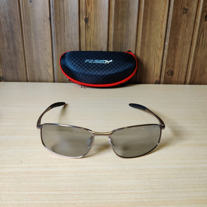 FEISEDY Metal Frame Sports Sunglasses with Case