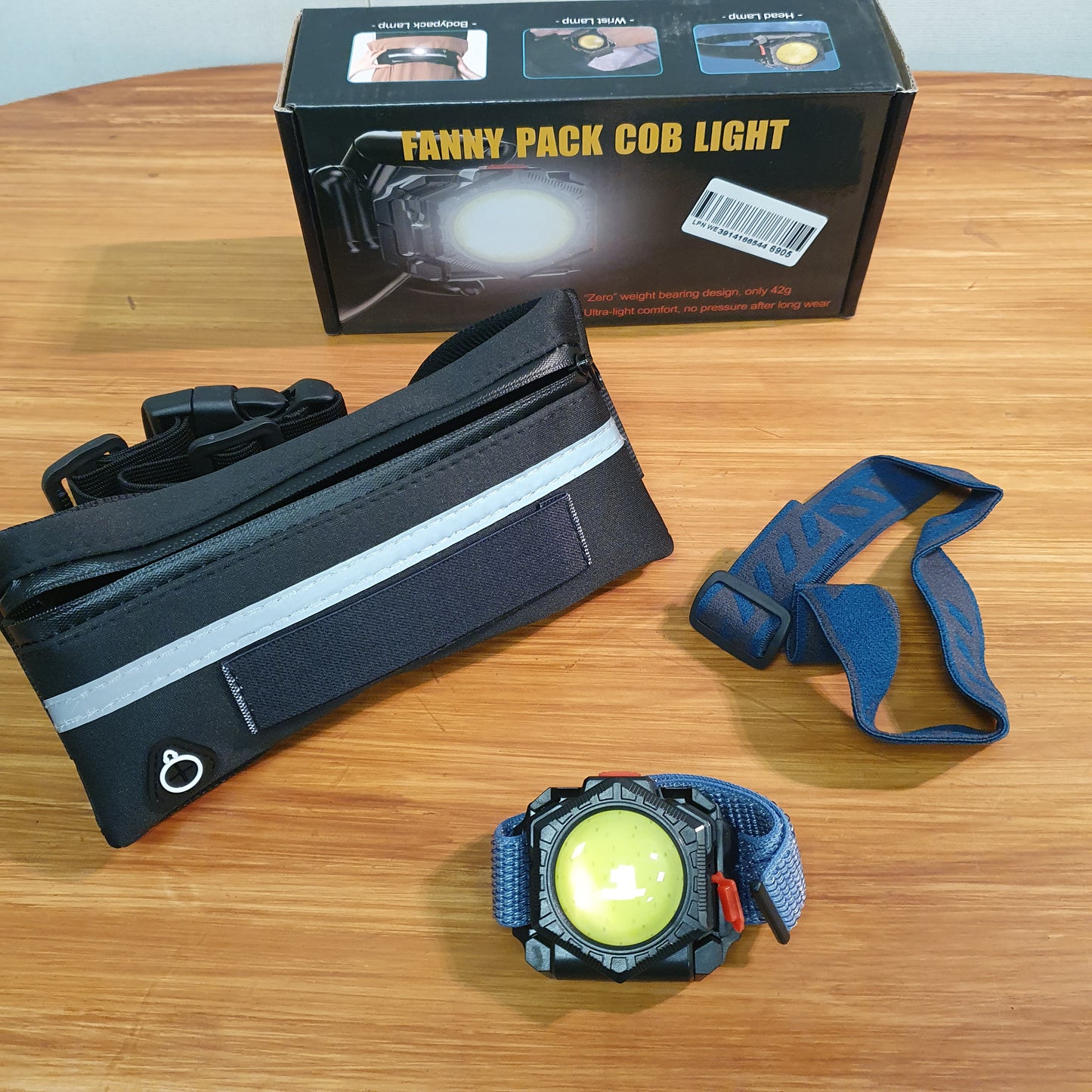 Multifunctional LED Headlamp USB Rechargeable COB Work Light Waterproof Headlight Fanny Pack Lamp for Fishing