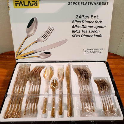 Falari 24 pcs high quality golden spoons set
