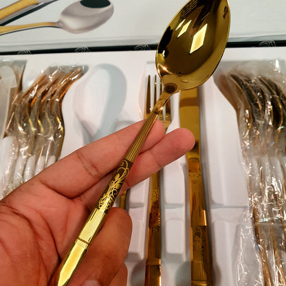 Falari 24 pcs high quality golden spoons set