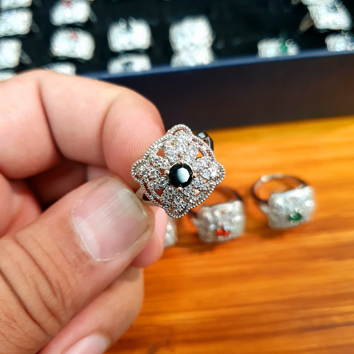 Silver Ring With Different Color Stone