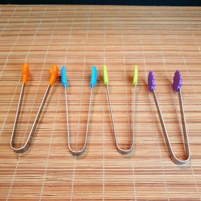 5 Inch Stainless Steel Food Tong Clip with Silicone Tips for BBQ